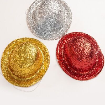 Articoli per feste - Party set (3 cappellini glitter) in busta con cavallotto