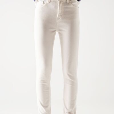 Pantalon skinny en coton élastique crème