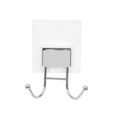 Gancho de almacenamiento de pared doble, de hierro cromado inoxidable, 10,5 x 4,5 x 13 cm, RAN6847