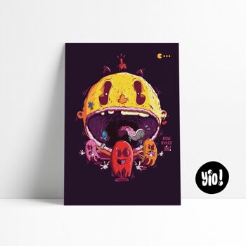 Affiche Pac-Man, Poster Rétrogaming, Illustration Vintage fun imprimée, Décoration murale colorée 1