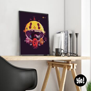 Affiche Pac-Man, Poster Rétrogaming, Illustration Vintage fun imprimée, Décoration murale colorée 2