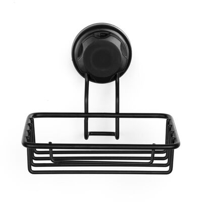 Wall-mounted soap dish, Made of rust-proof powder coated iron, 13.2 x 13.2 x 10 cm, Black, RAN9777