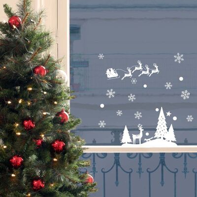 Adesivo murale Paesaggio natalizio in bianco per finestra