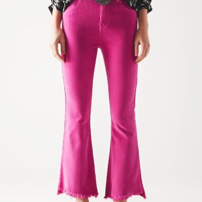 Flare corduroy pants in fucshia