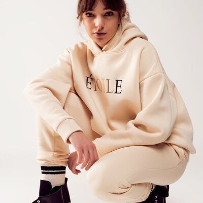 ETOILE slogan hoodie in cream