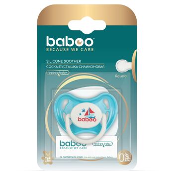 Baboo Sucette ronde en silicone, bleu, marine, 0+ mois 4