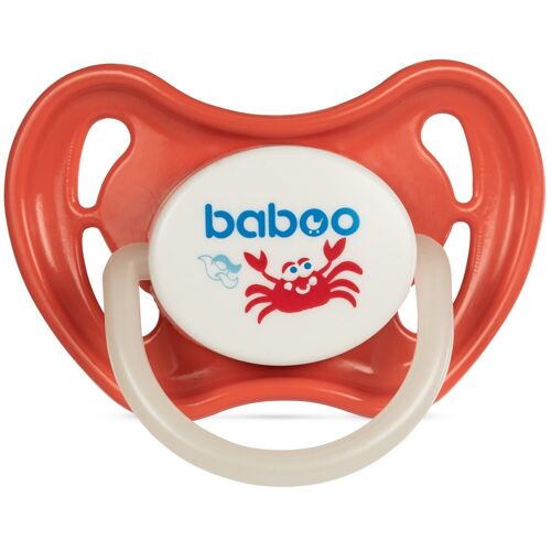 Baboo Latex Symmetrical Soother, Glows in the Dark, Red, Marine, 0+ Months