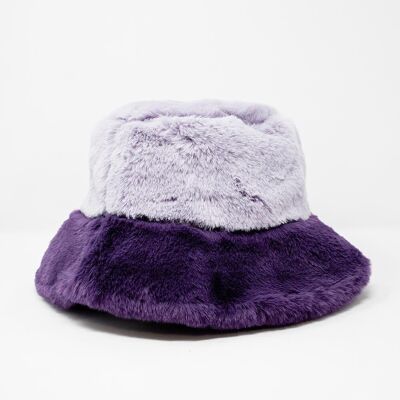 Faux fur bucket hat in purple