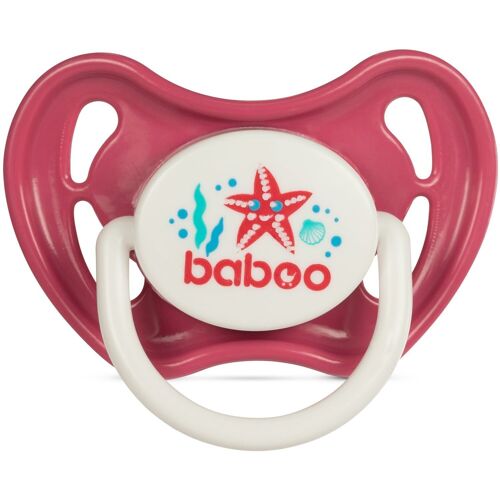 Baboo Latex Symmetrical Soother, Red, Sea Life, 6+ Months
