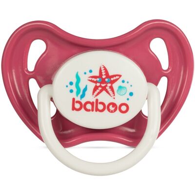 Baboo Latex Symmetrischer Schnuller, Rot, Sea Life, 6+ Monate