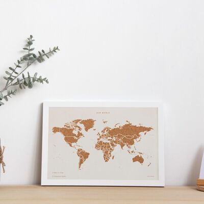 Cork World Map with frame - Special Edition - S & M