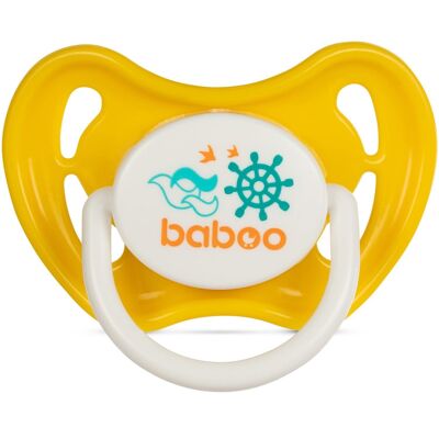 Baboo Latex Round Soother, Yellow, Marine, 0+ Months