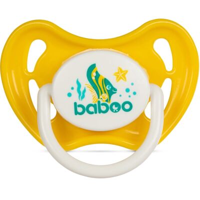 Baboo Latex Round Soother, Yellow, Sea Life, 6+ Months