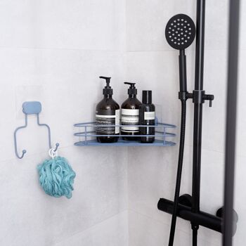 Étagère d'angle de rangement pour salle de bains , 31,5 x 24 x 13 cm, Bleu, RAN10666. 6