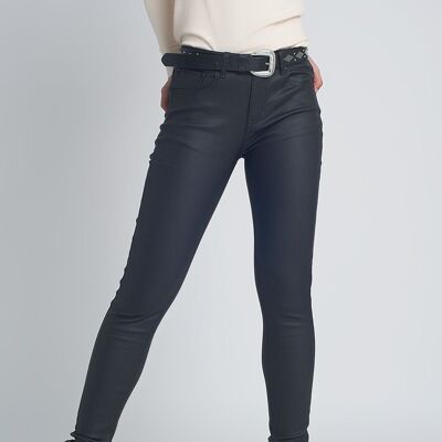 Faux leather skinny trousers in black colour