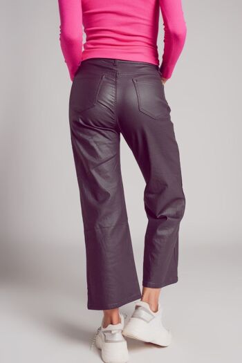 Pantalon large en similicuir gris 5