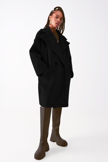 Manteau oversize en faux suède noir 1