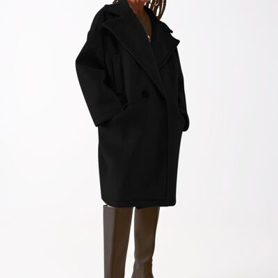 Cappotto oversize in finto camoscio nero