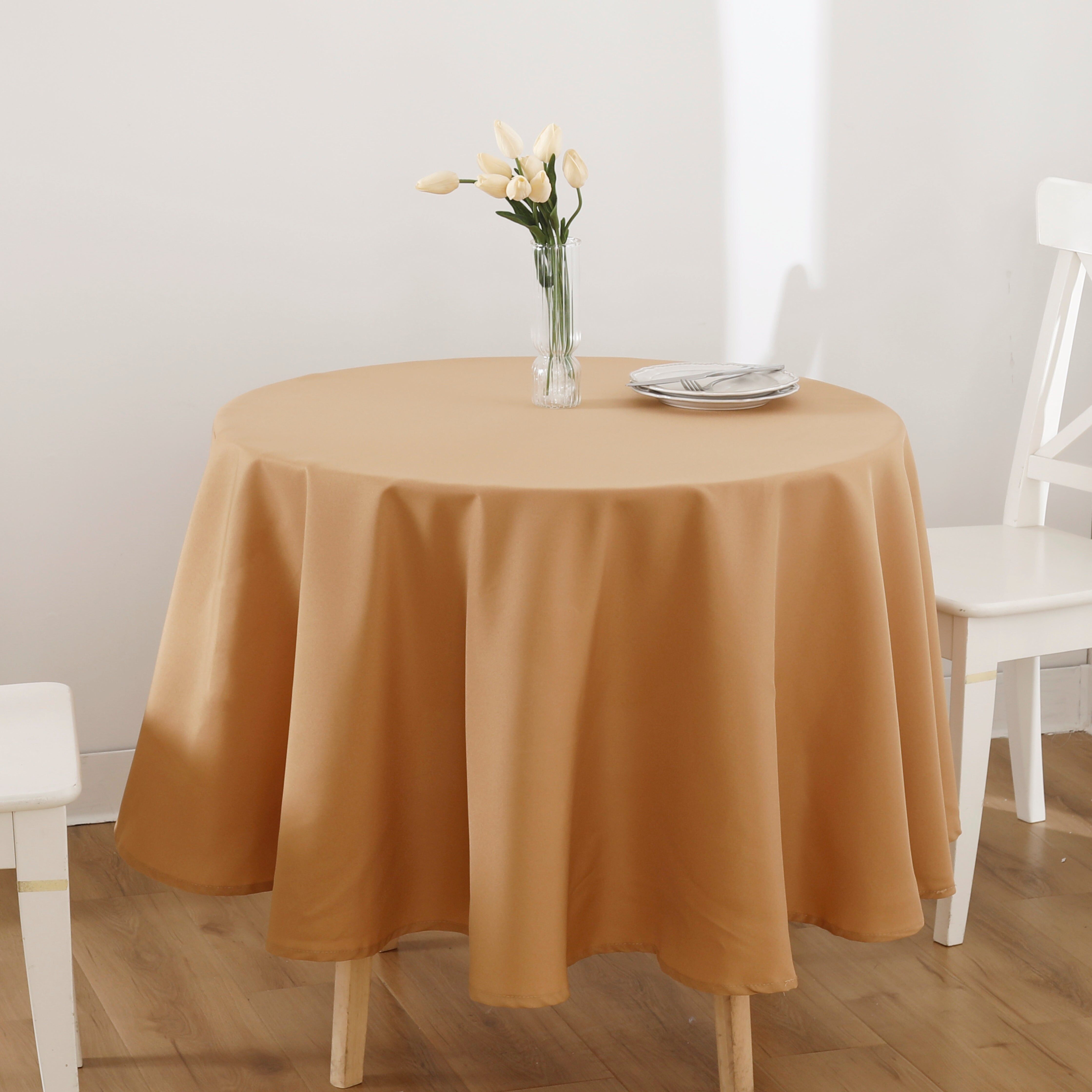 TOALHA DE MESA ANTI-NÓDOA REDONDA CASTANHO CLARO