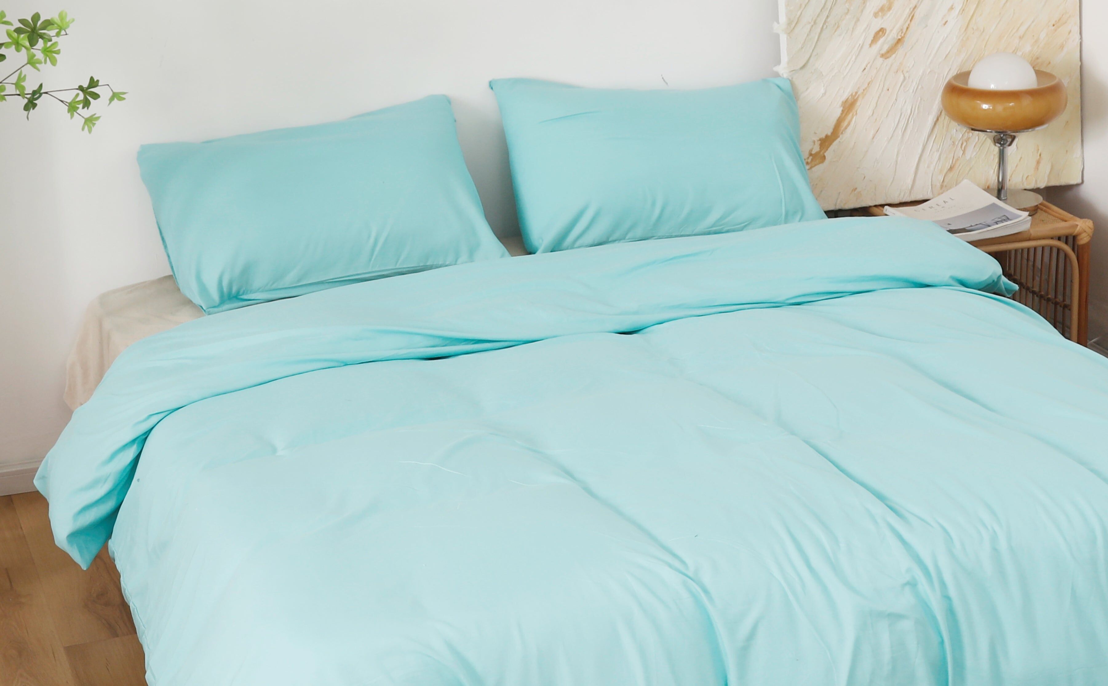 CAPA DE EDREDAO LISA AVEC FRONHA AZUL TIFFANY