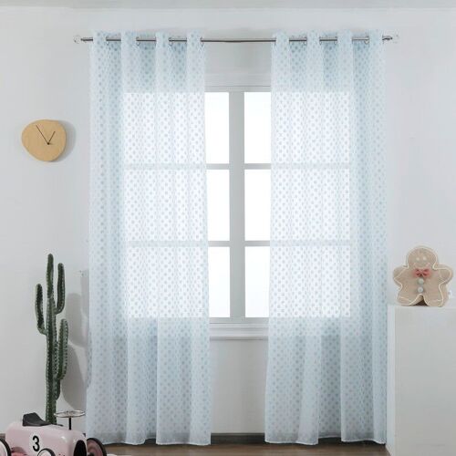 CORTINAS ALFANUMÉRICAS DE TULE AZUL CLARO 140*260cm