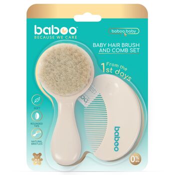 Ensemble de toilettage Baboo : brosse et peigne, 0 mois et plus 5