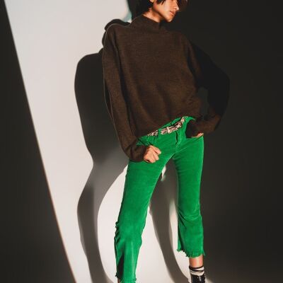 Pantaloni a zampa di velluto a coste in verde intenso
