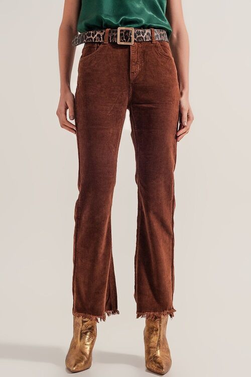 Flare corduroy pants in brown