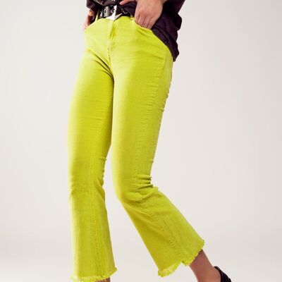 Flare corduroy pants in lime green