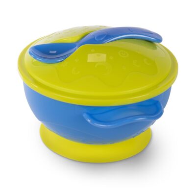 Baboo Bowl with Suction Base, Cover and Spoon, Yellow, 6+ Months