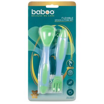 Baboo Ensemble cuillère et fourchette flexibles, vert, 6 mois et plus 5