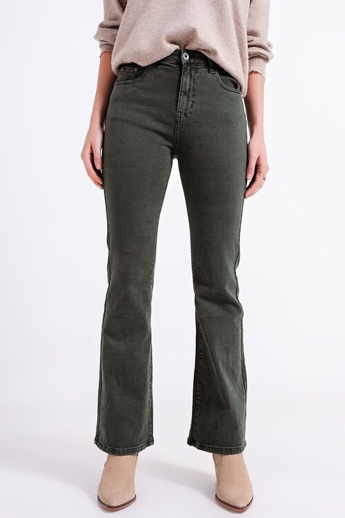 Flared jeans in olive