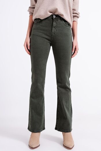 Jean flare olive 1