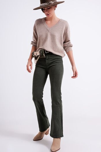 Jean flare olive 3