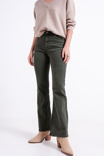 Jean flare olive 4