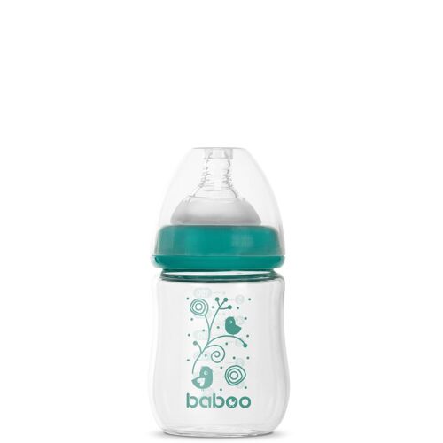 Baboo Anti-Colic Glass Feeding Bottle, Wide Neck, 150 ml, 0+ Months