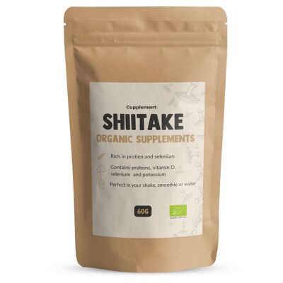 Cupplement - Shiitake Powder 60 Gram - Mushroom Organic - Free Scoop - Mushroom Spores - Superfood - Shitake - No Extract or Capsules - Lentinula Edodes - Supplement - Powder