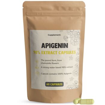 Cupplement - Apigenin 60 Capsules - 98% Extrait - 100 MG par capsule - Superfood - Suppléments de sommeil - Extrait de camomille - Apigenin 1