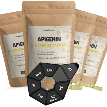 Cupplement - Apigenin 60 Capsules - 98% Extrait - 100 MG par capsule - Superfood - Suppléments de sommeil - Extrait de camomille - Apigenin 3