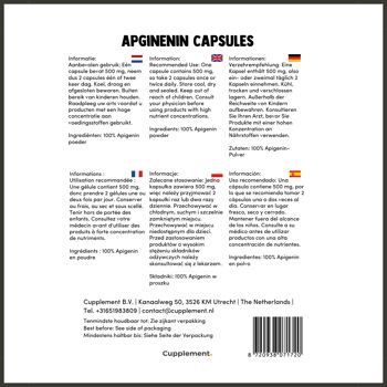 Cupplement - Apigenin 60 Capsules - 98% Extrait - 100 MG par capsule - Superfood - Suppléments de sommeil - Extrait de camomille - Apigenin 11