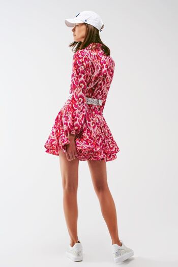 Mini robe plissée à imprimé floral en rose 3