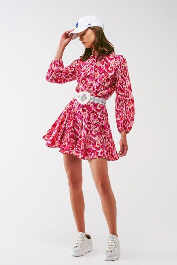 Mini robe plissée à imprimé floral en rose 4