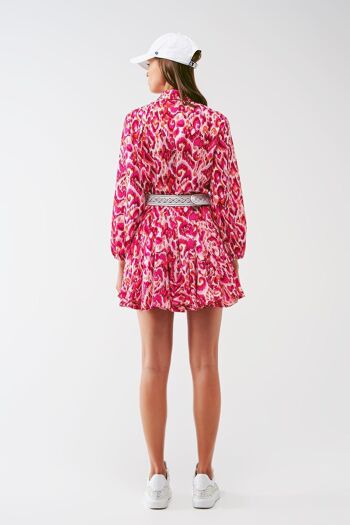 Mini robe plissée à imprimé floral en rose 5