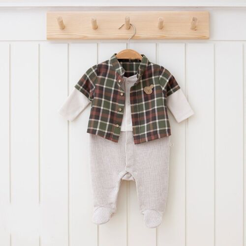 A Pack of Four Sizes 100% Cotton Baby Boy's Elegant Footed Onesies with Shirt