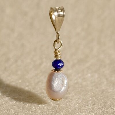 Pendentif Chiara - Lapis lazuli, perle et or laminé