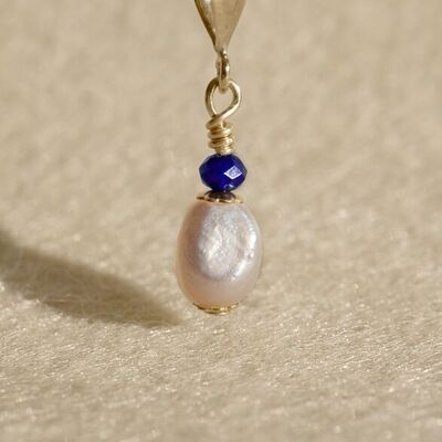 Chiara pendant - Lapis lazuli, pearl and rolled gold