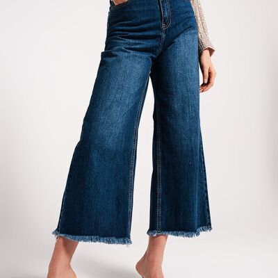 Ausgefranste Saum – Cropped-Jeans in Blau