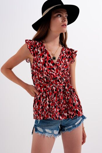 Blouse en mousseline à volants et imprimé animalier 1