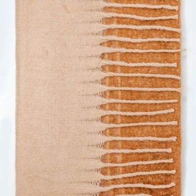 Fringed striped scarf in beige