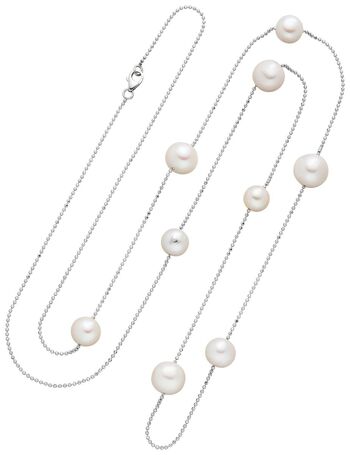 Collier avec plusieurs perles d'eau douce blanches 1